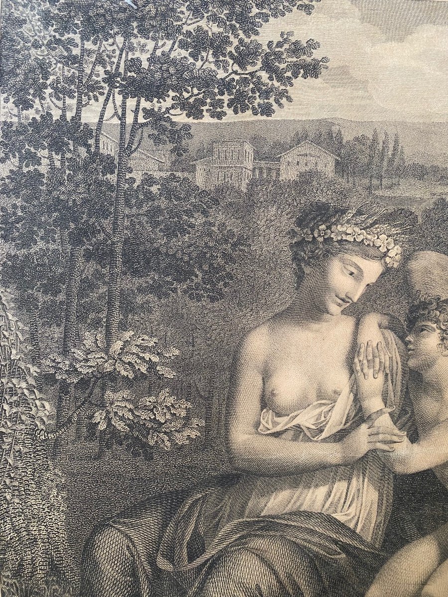 Anatole Devosge. “ Hecate Consoling Eros”. 18th Century Engraving. 1796.-photo-2