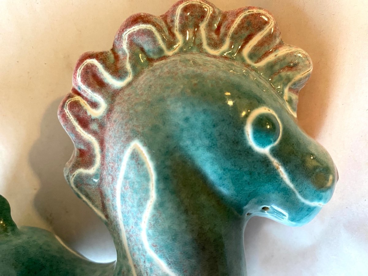 Small Stylized Horse / Pony In Glazed Ceramic. France. 1950s. -photo-3