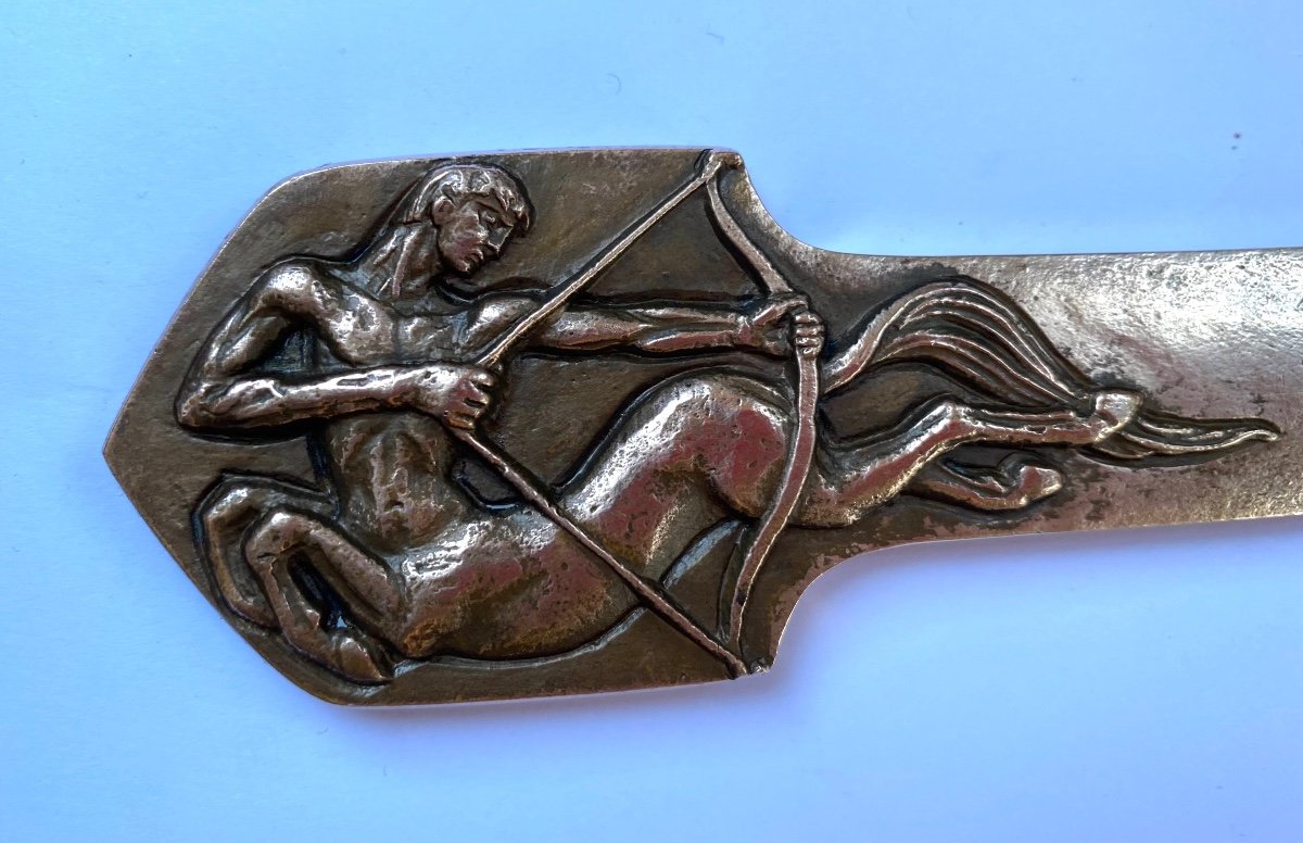 Art Deco Bronze Letter Opener And Paperweight. Centaur Or Sagittarius. 1931.-photo-2