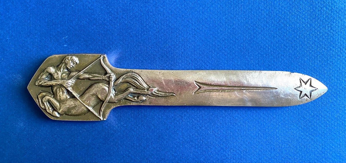 Art Deco Bronze Letter Opener And Paperweight. Centaur Or Sagittarius. 1931.