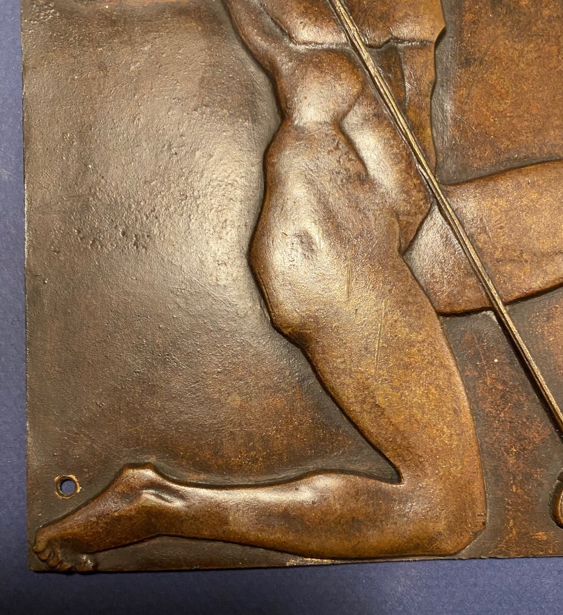 «L’ Archer ». Plaque En Bronze Art Déco. Bas Relief.-photo-1