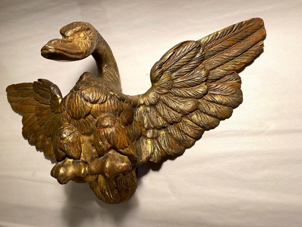 18th  Carved And Gilded Wooden Swan. -photo-4