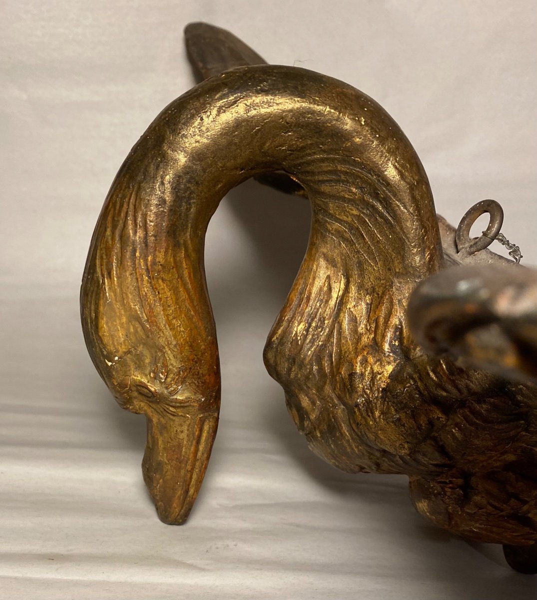 18th  Carved And Gilded Wooden Swan. -photo-6