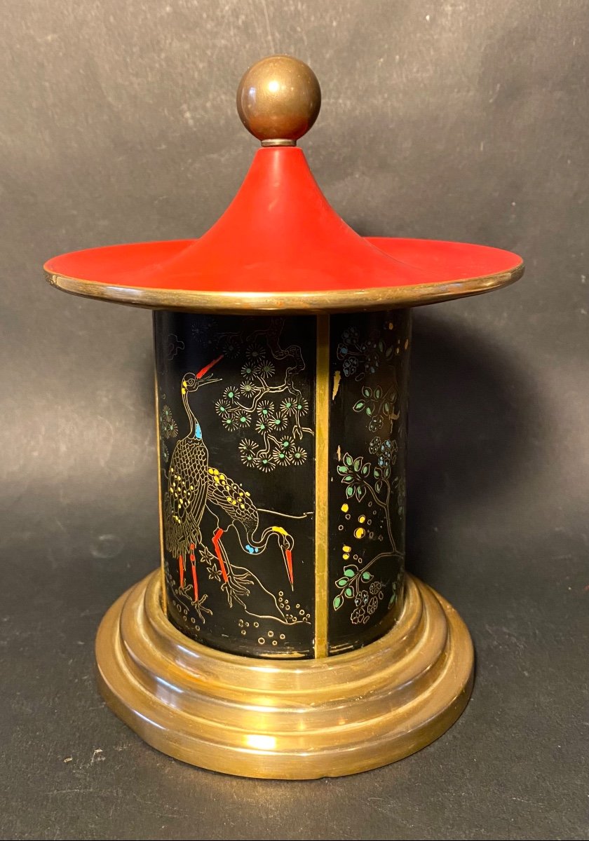 Painted Brass Carousel/ Pagoda. Cigarette Dispenser. Mid 20th Century. Tobacconist. 