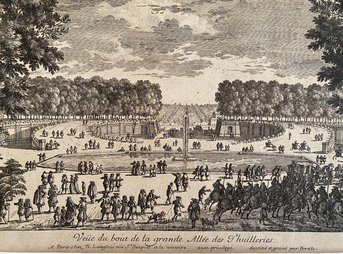 A. Pérelle. « la Grande Allée Des Thuilleries ». Gravure XVIIème.  -photo-2