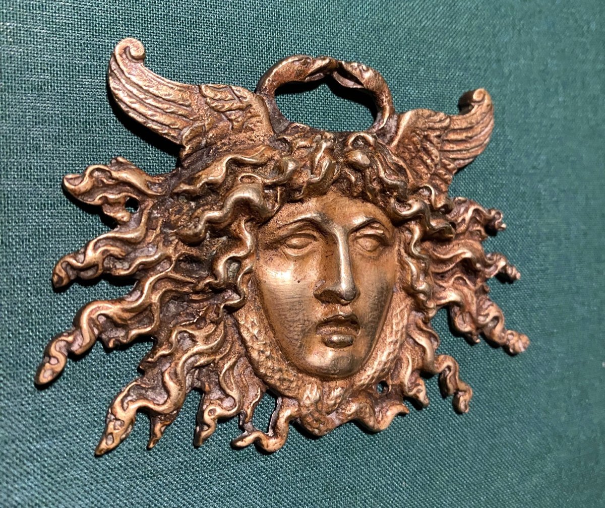 Head Of Medusa. 19th Century Ornamental Bronze. -photo-1