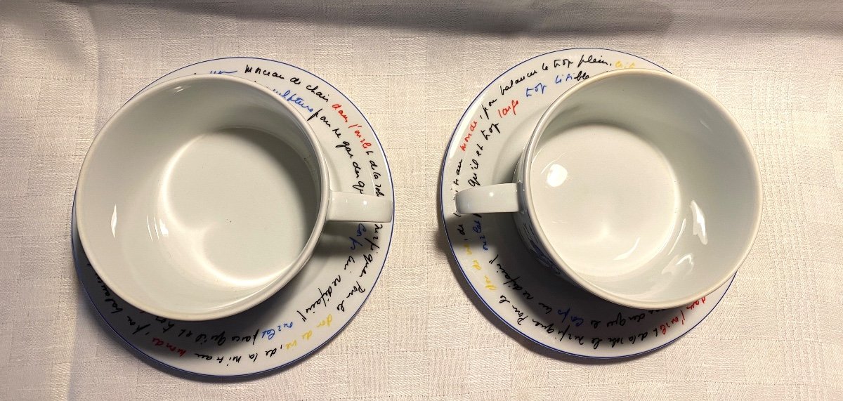 Sonia Rykiel. Porcelain Head To Head. Cups And Saucers. 90s. -photo-1