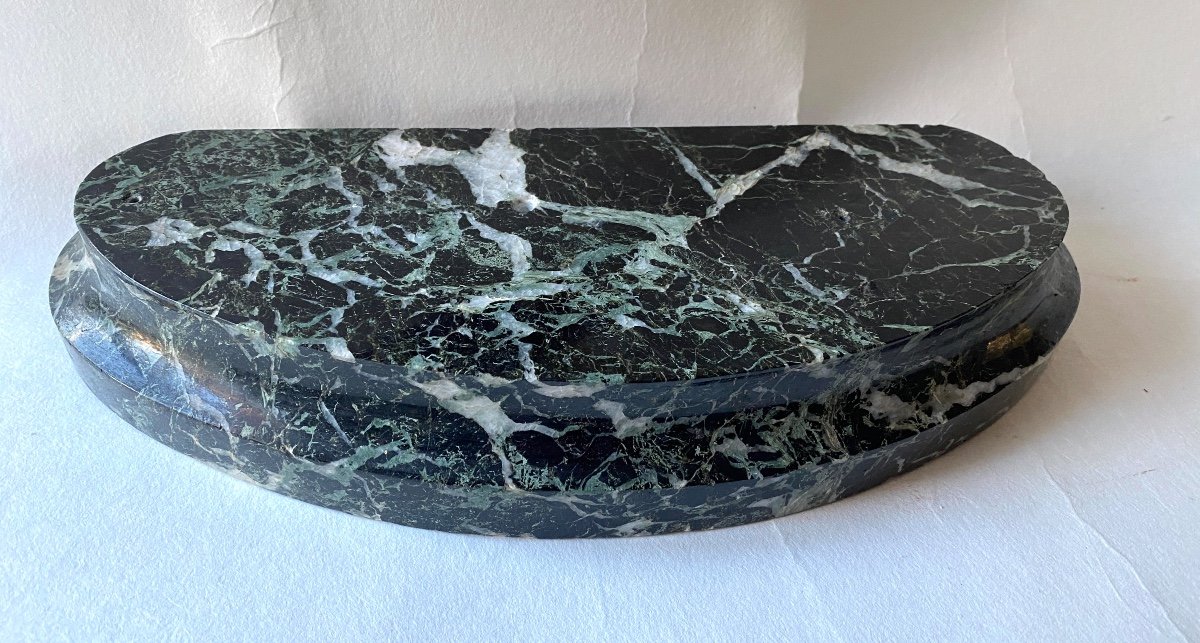 Large Green Marble Base. 19th Century. Half Oval With Ogee. 