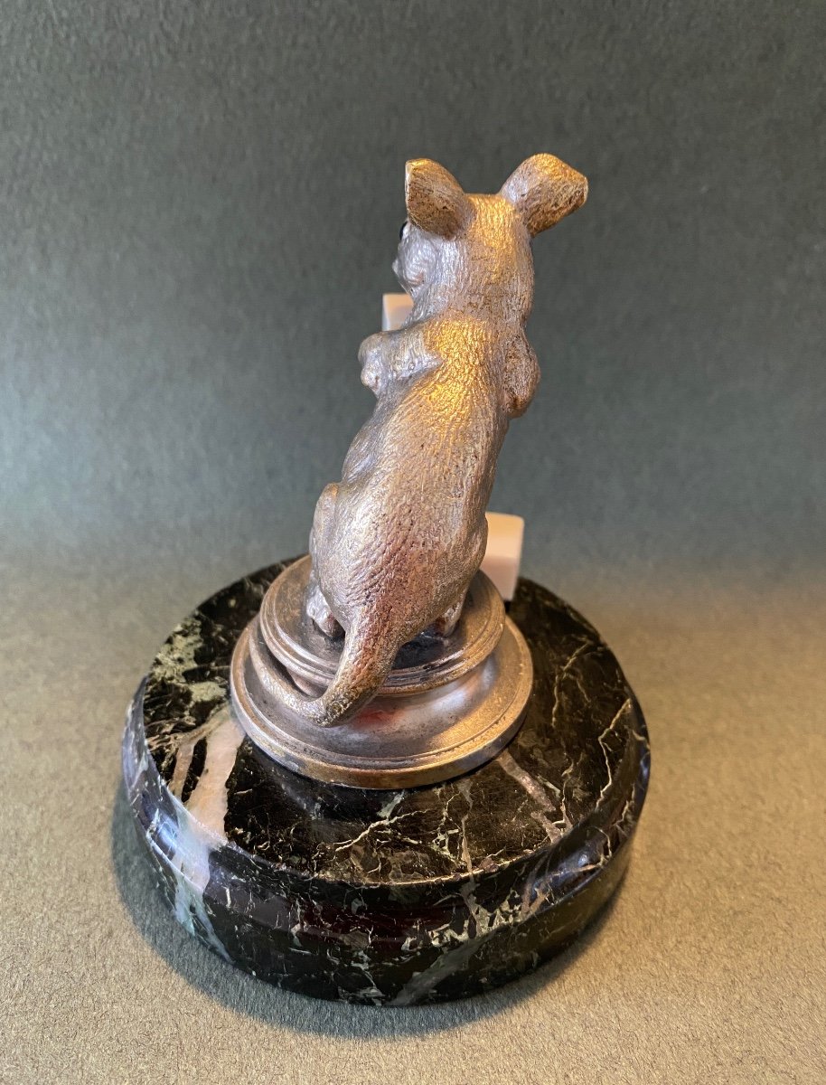 Mouse Nibbling On A Sugar Cube. 19th Century Silver-plated Bronze Sculpture. -photo-4