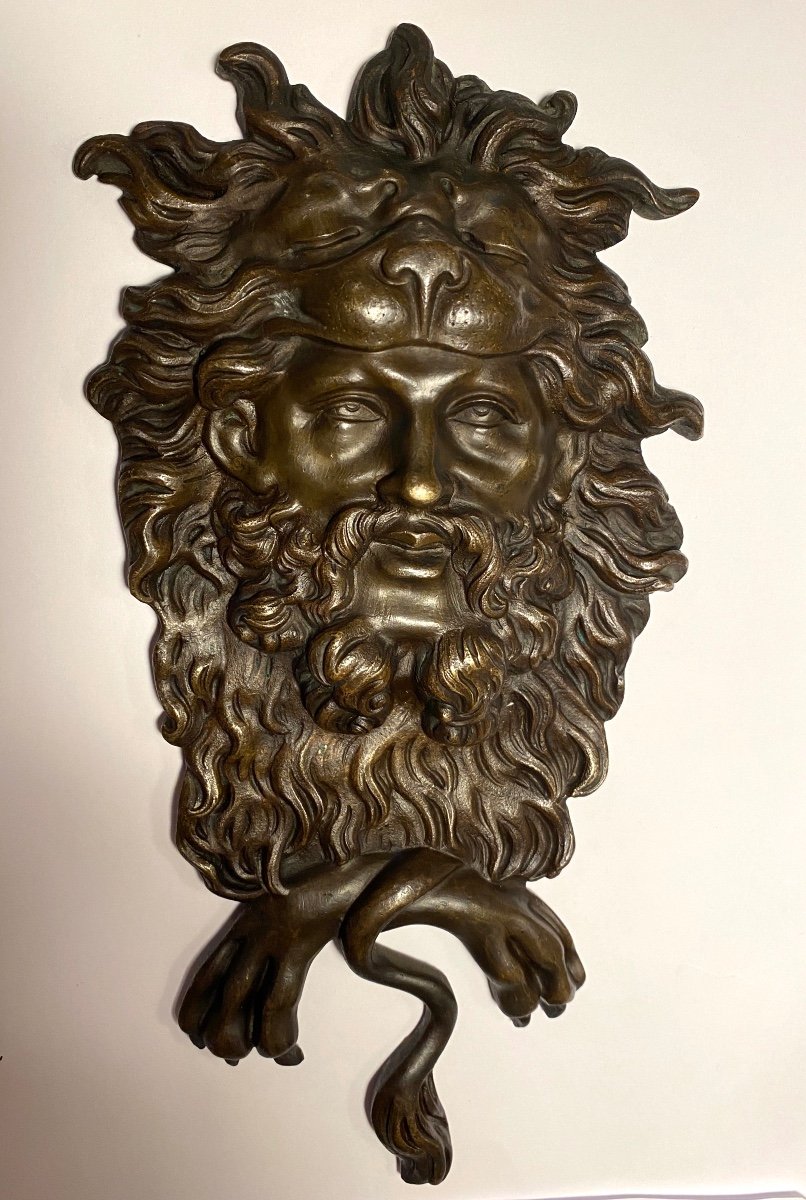 Hercule / Héraclès. Sculpture En Bas Relief. XIXème.  Bronze à Patine Brune. 