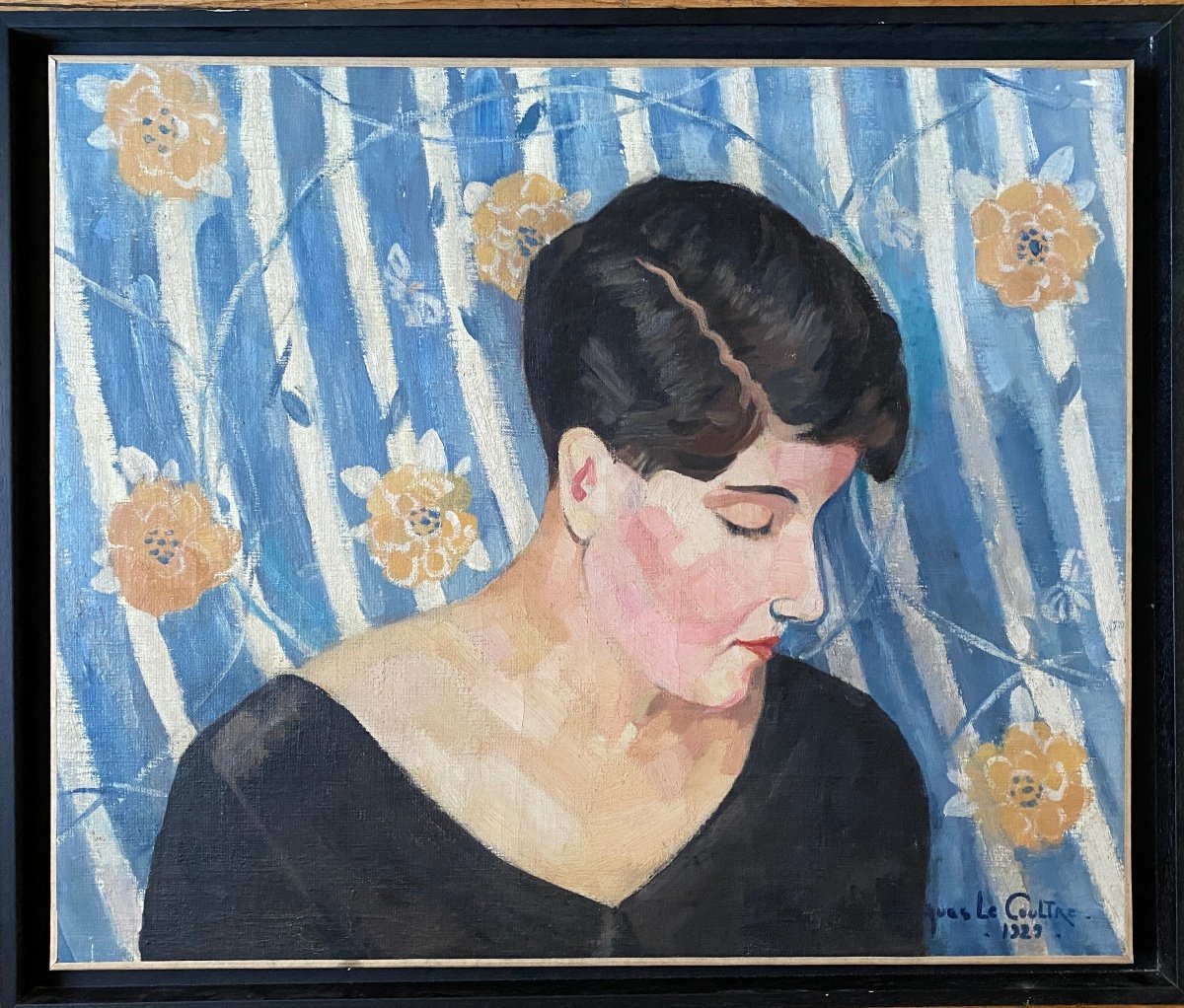 Jacques Le Coultre. “portrait De Femme”. Art Déco. Huile Sur Toile Encadrée. 1929.