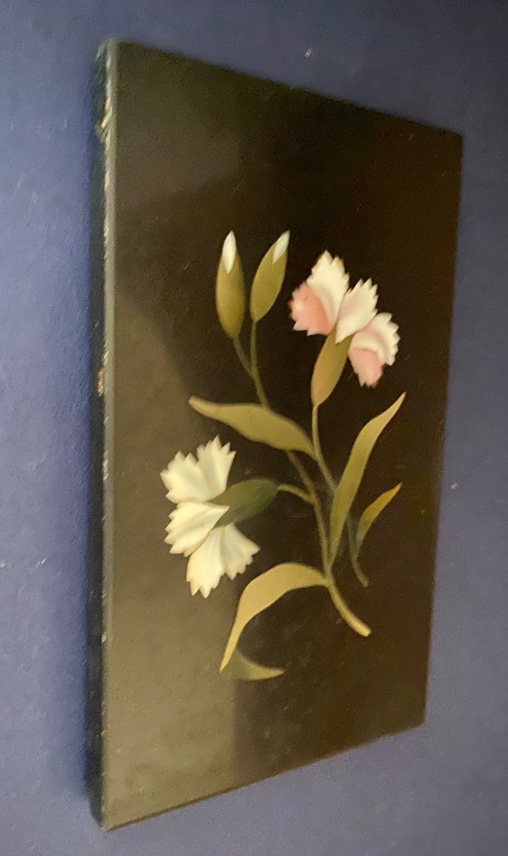 Presse-papiers En Marqueterie De Pierres. Pietra Dura. Décor De Fleurs. Italie XIXème. -photo-3