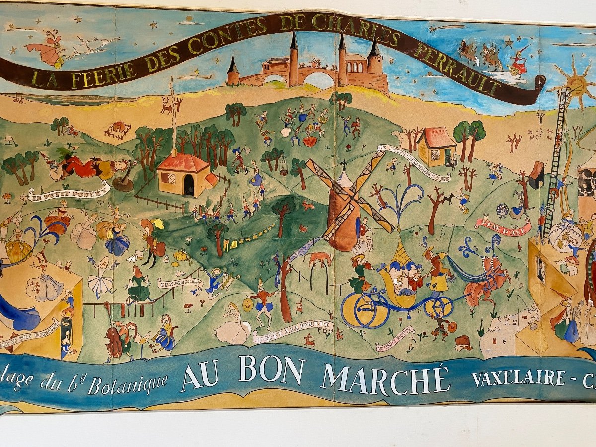 “au Bon Marché Vaxelaire”. Brussels. Poster Project. Gouache. Tales Of Ch. Perrault. -photo-2