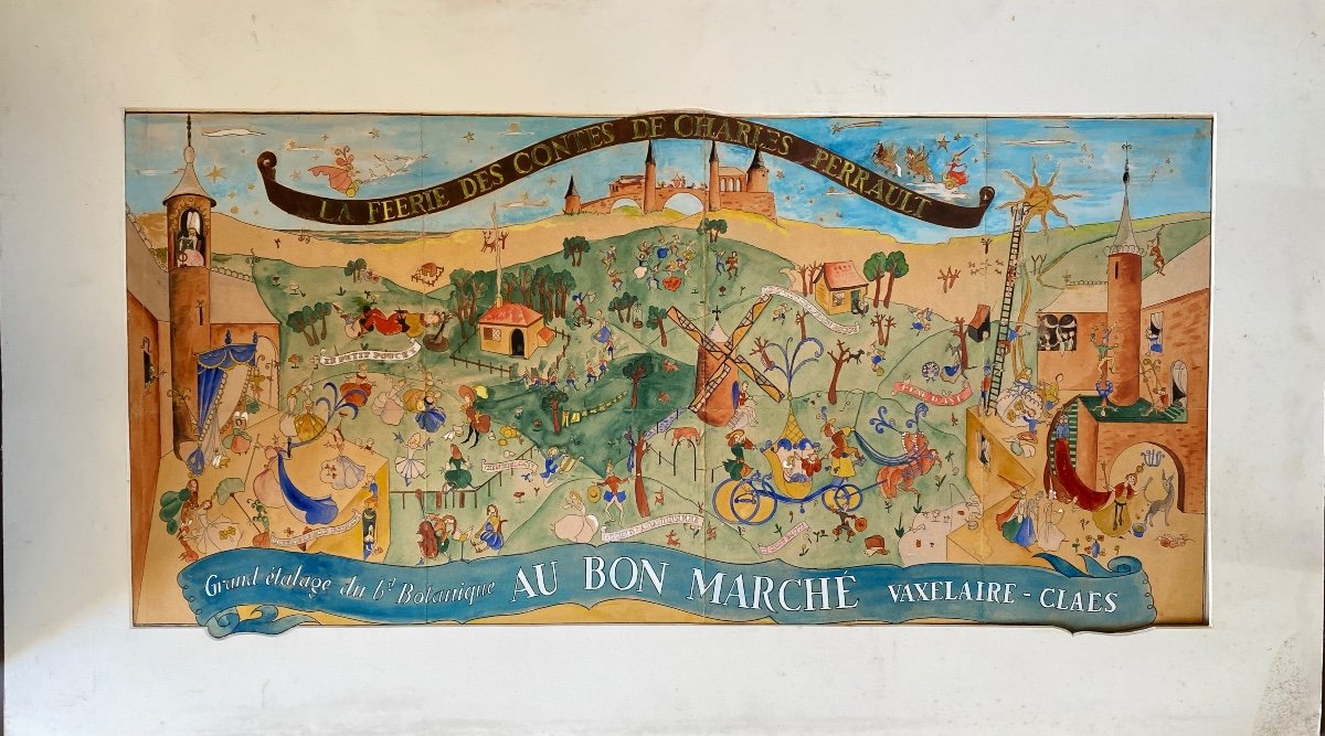 “au Bon Marché Vaxelaire”. Brussels. Poster Project. Gouache. Tales Of Ch. Perrault. 