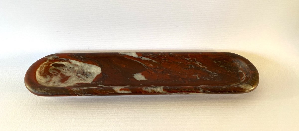 19th Century Red Marble Empty Pocket Or Pencil Case. -photo-2