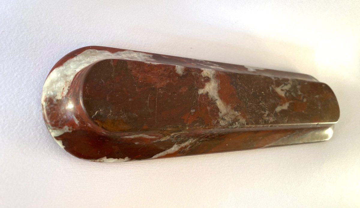 19th Century Red Marble Empty Pocket Or Pencil Case. -photo-1