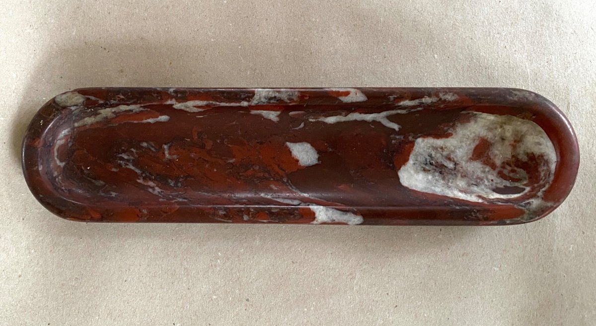 19th Century Red Marble Empty Pocket Or Pencil Case. 