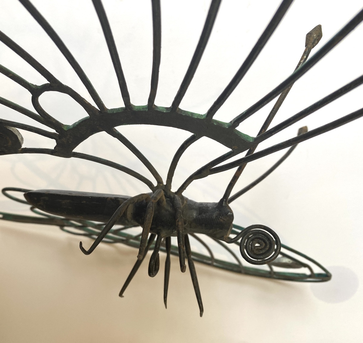 Wrought Iron Butterfly. Large Early 20th  Ironwork Ornament. -photo-5