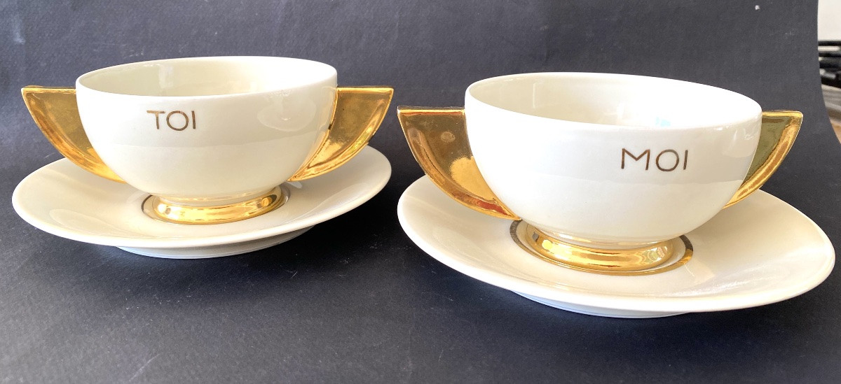 Robj. Face To Face, “you And Me” In Art Deco Limoges Porcelain. -photo-2