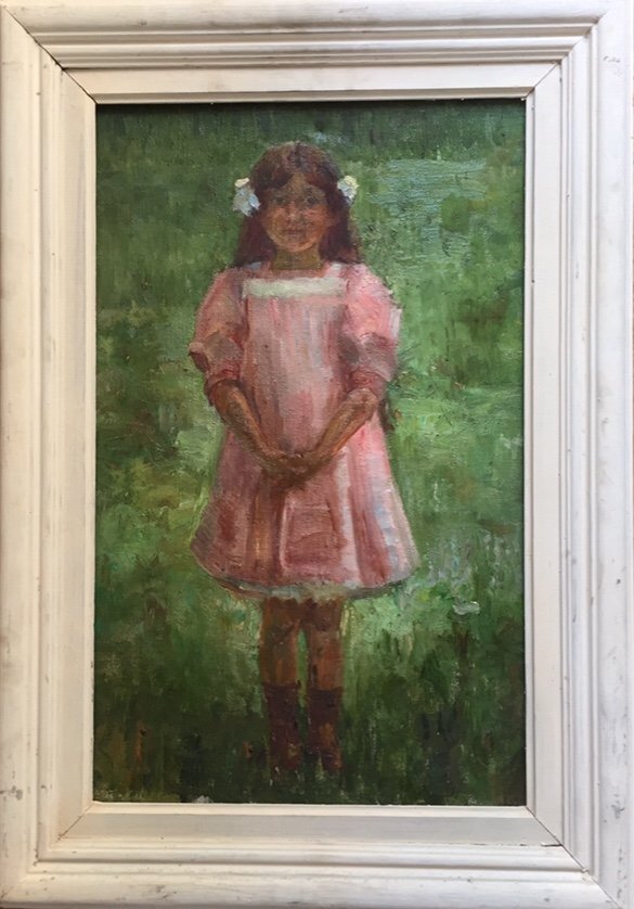 ?little Girl  With A Pink  Dress”. Oil On Canvas. French School At The End Of The 19th Century.-photo-2