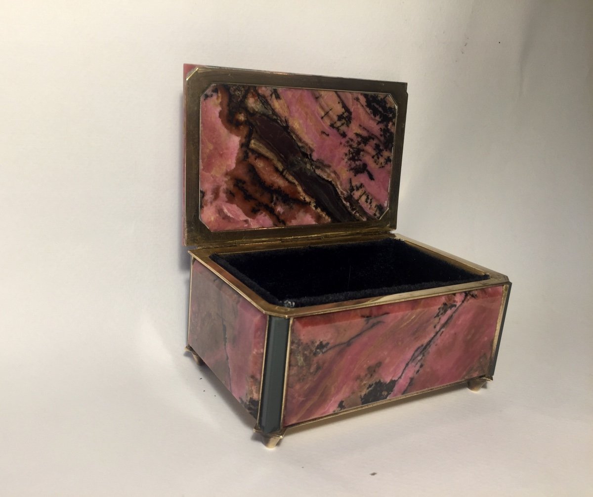 XIXth Box In Rhodonite And Golden Brass.-photo-3