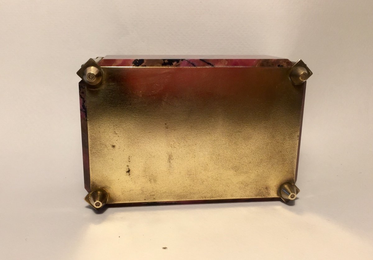 XIXth Box In Rhodonite And Golden Brass.-photo-4