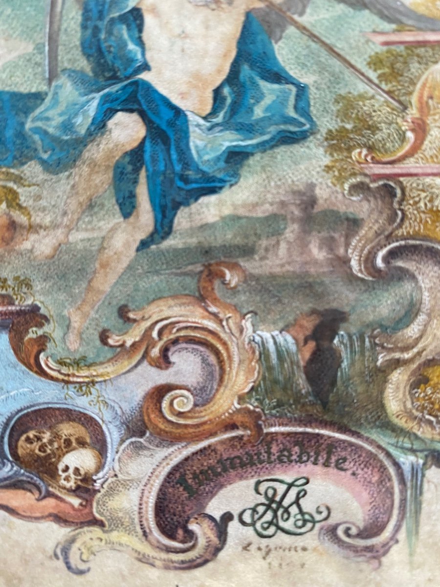 “ Allegory Of Time”. Vanity. Gouache On Vellum. Italy XVIIIth.-photo-4