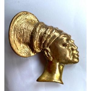 Bronze Brooch. Early XXth. “mangbetu Woman”. Colonial Exhibition.