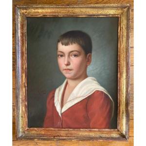 H. Méray. Portrait Of Young Boy. Framed Oil On Canvas Late 19th Century.