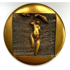 «Ondine ». Médaille Biface / Presse-papier En Bronze. XXème. 