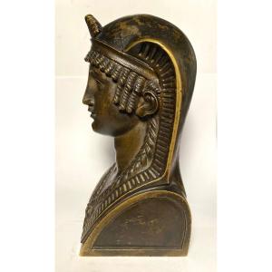 Ornamental Bronze. Bust Of A Woman From The Empire Period. 