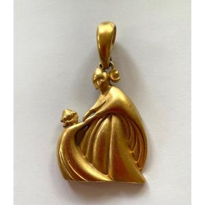 Jeanne Lanvin. Pendentif En Métal Doré. Années 80.