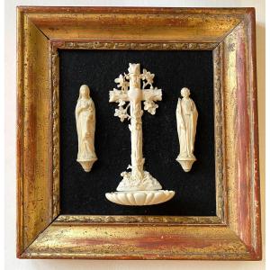 Dieppe Early 19th Century. Holy Water Stoup. Calvary. Virgin Mary And St John