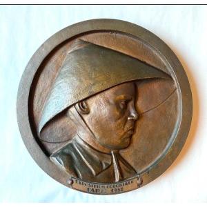 Colonial Exhibition 1931. Bronze Medallion. Profile Of An Asian Man. French Indochina. 