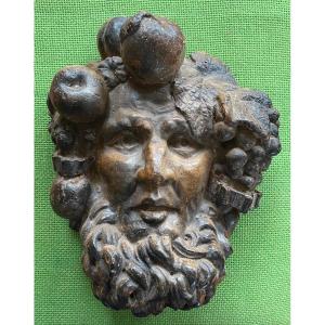 Head Of Bacchus / Dyonisos . 19th Century Patinated Workshop Plaster. 