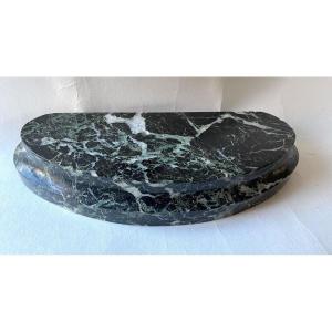 Large Green Marble Base. 19th Century. Half Oval With Ogee. 