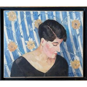 Jacques Le Coultre. “ Portrait De Femme”. Art Déco. Huile Sur Toile Encadrée. 1929.