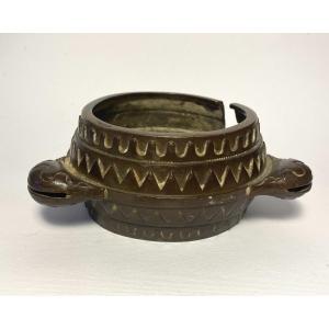 Open Bracelet With Three Bronze Bells. Ebrié Ethnic Group (ivory Coast). Mid-20th Century. 