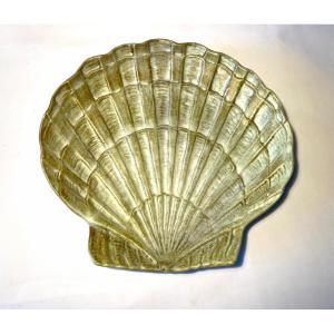 Ceramic Dish. Large Scallop Shell. Dominique Guillot. Vallauris. 60s.