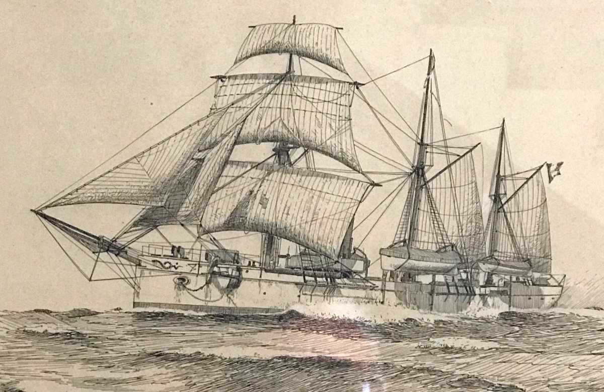 Dessin à La Plume De Frédéric Bernelle  "la Marine à voile "-photo-2