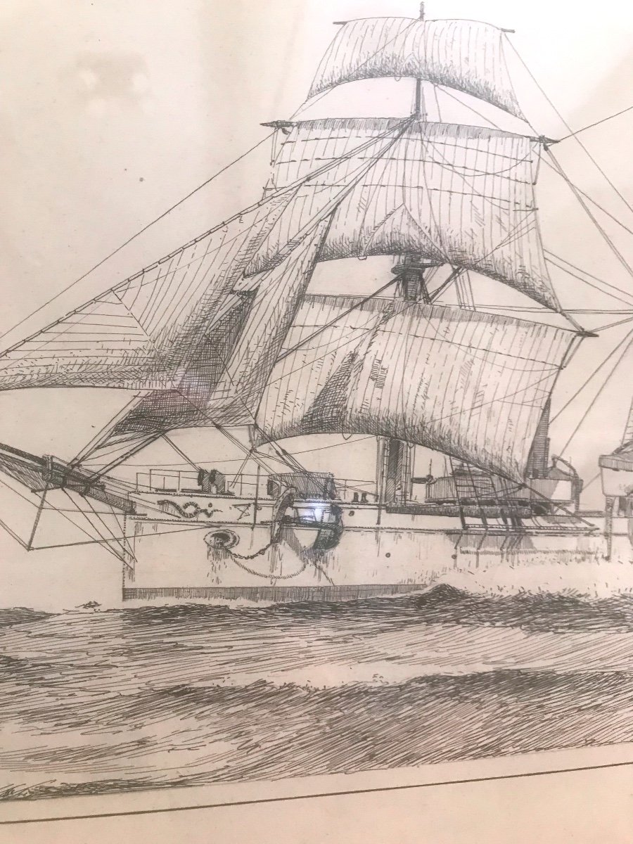 Dessin à La Plume De Frédéric Bernelle  "la Marine à voile "-photo-6