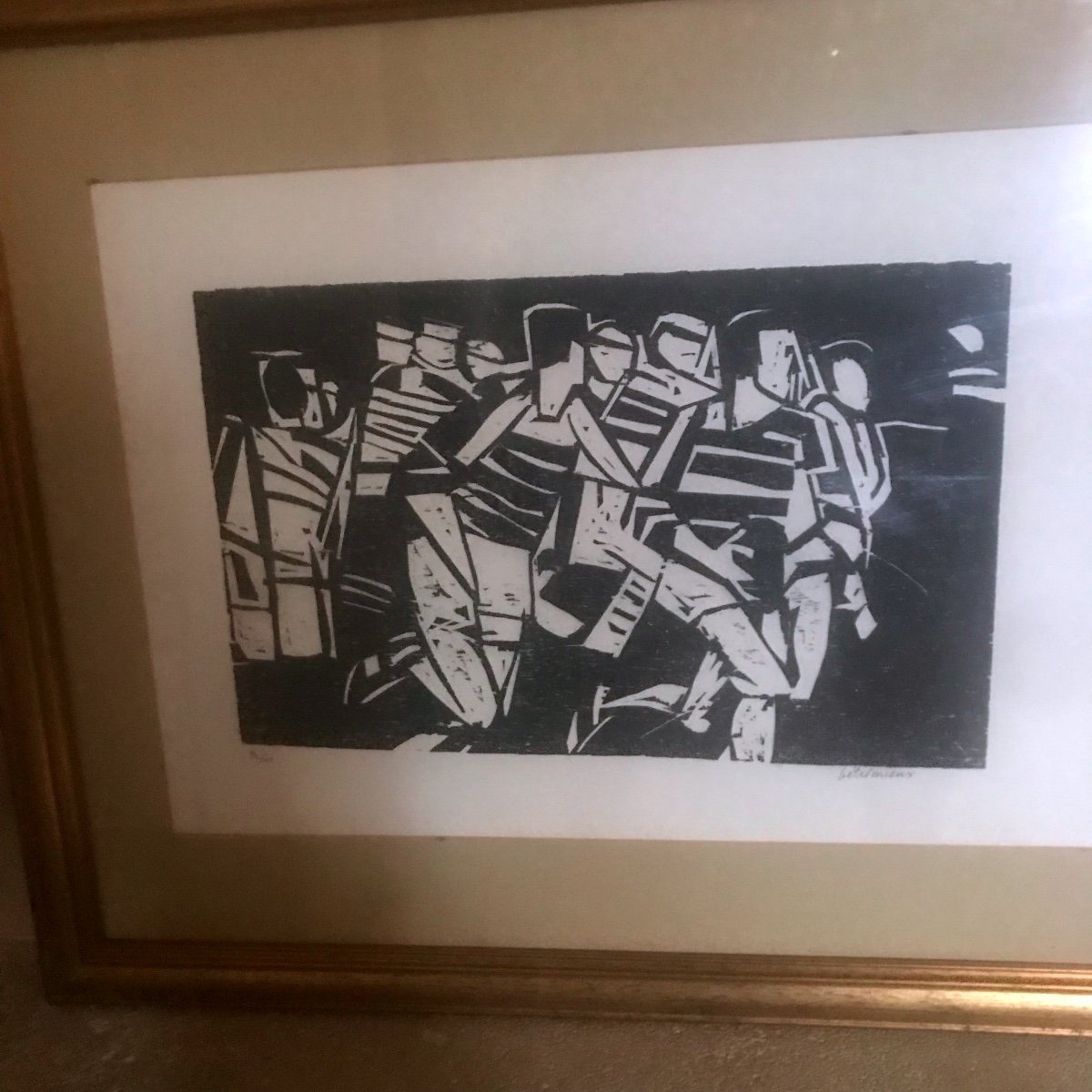 “rugby” Lithograph “signed Gétremieux”-photo-2