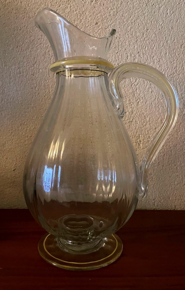 Water Pitcher Marked Daum Nancy France Croix De Lorraine