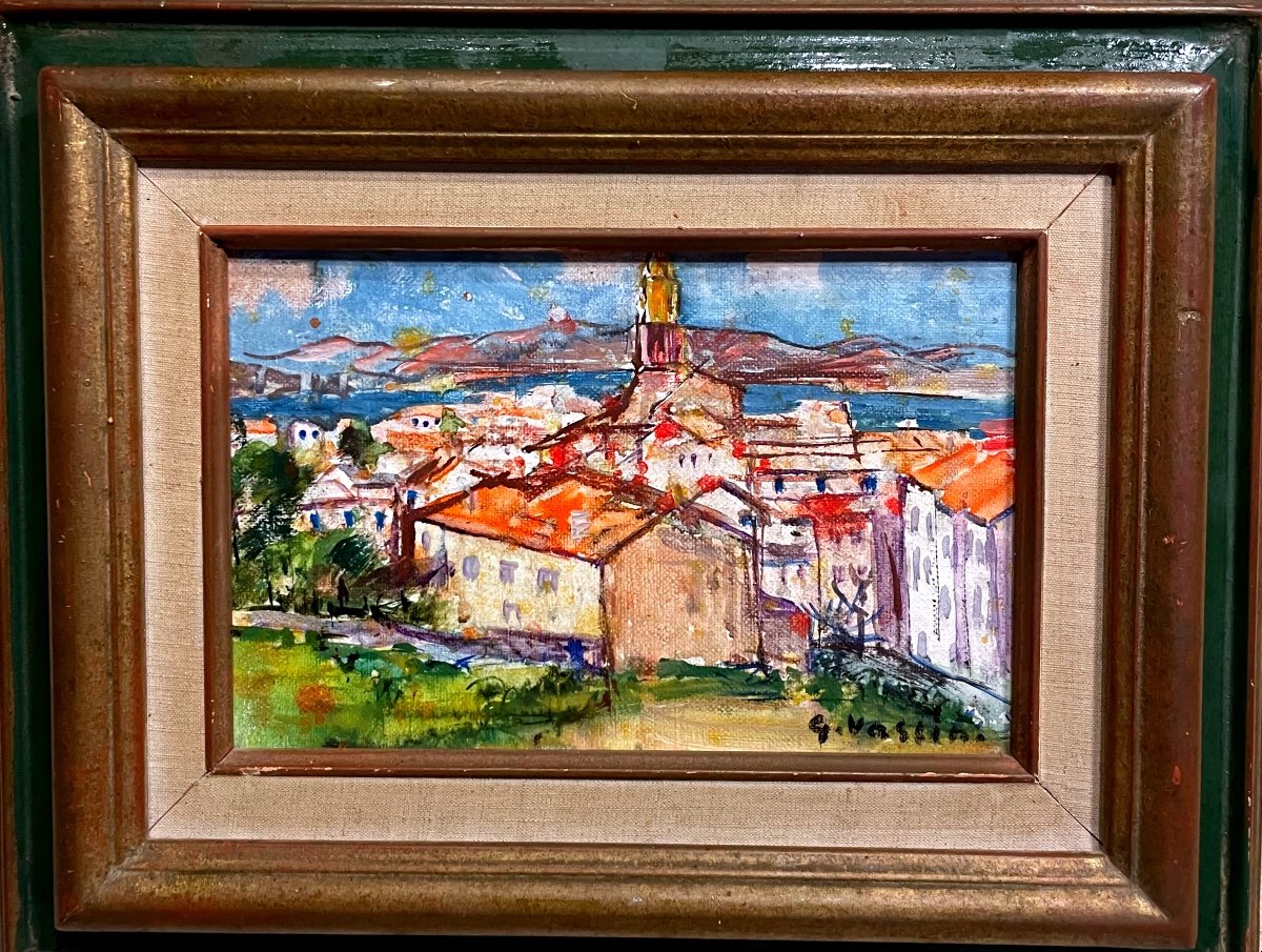 Oil On Canvas St Tropez Signed Georges Vaslin-photo-2