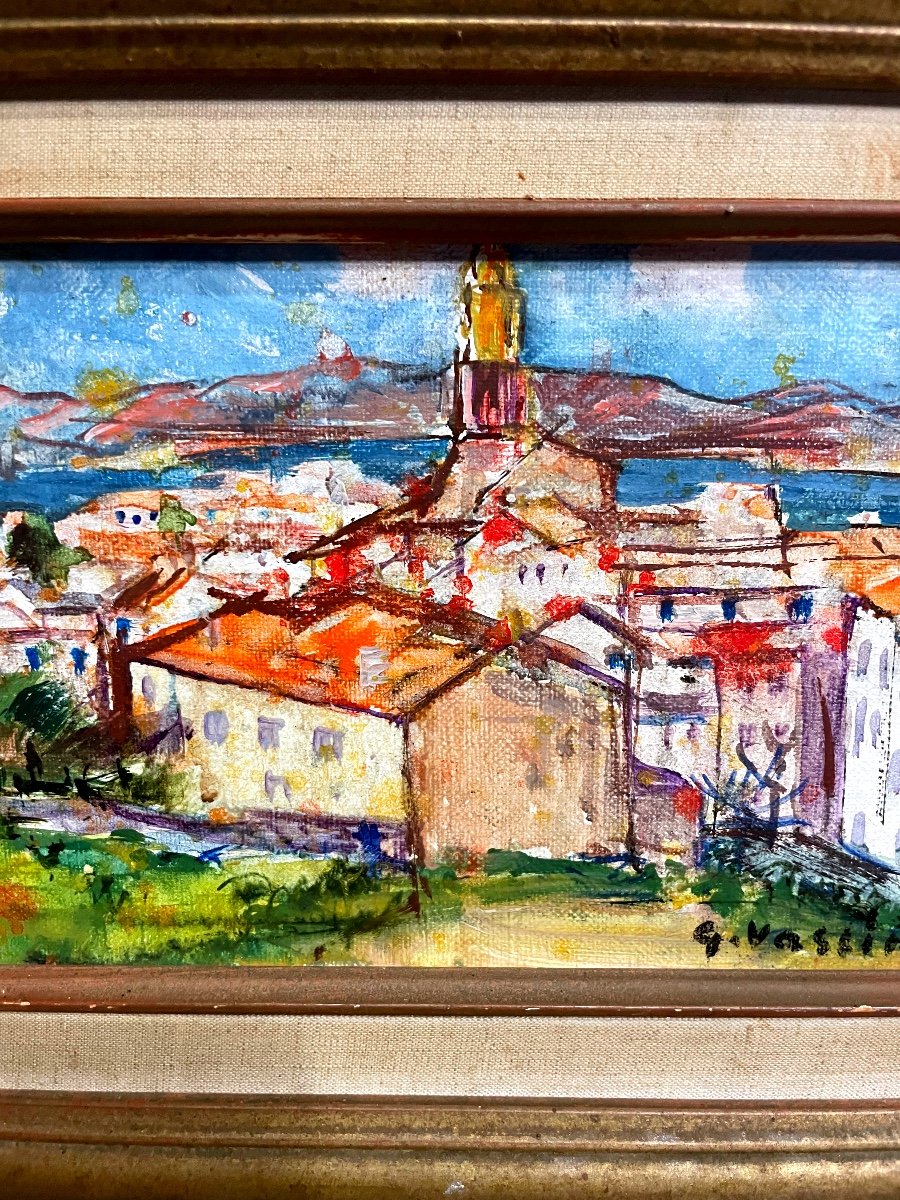 Oil On Canvas St Tropez Signed Georges Vaslin-photo-3