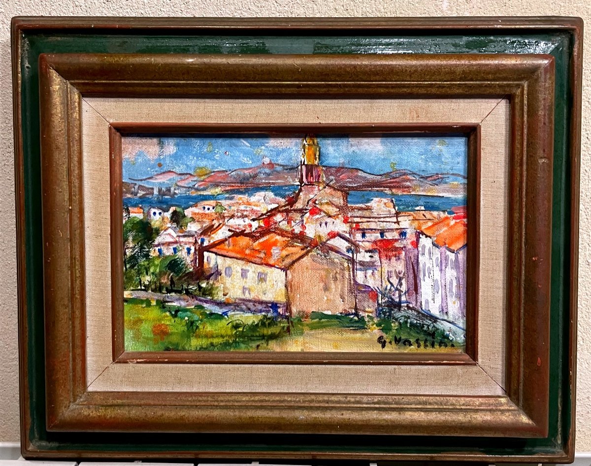 Oil On Canvas St Tropez Signed Georges Vaslin