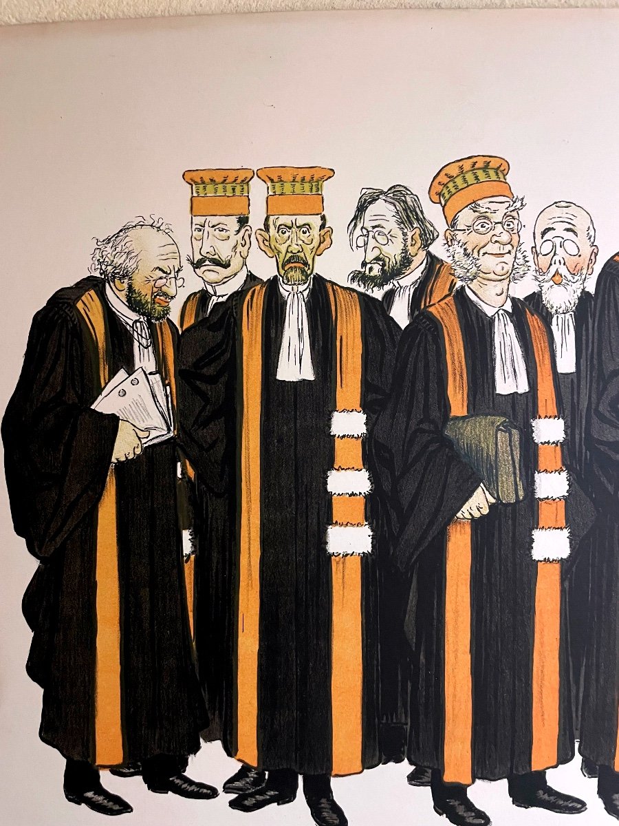 Adrien Barrère (1877-1931) l'Assemblée Des Magistrats. Caricature (chromolithographie )-photo-4