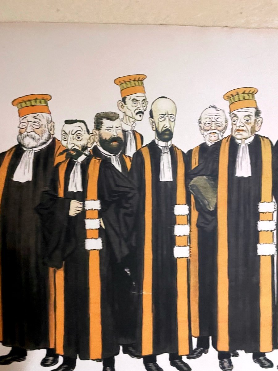 Adrien Barrère (1877-1931) l'Assemblée Des Magistrats. Caricature (chromolithographie )-photo-1