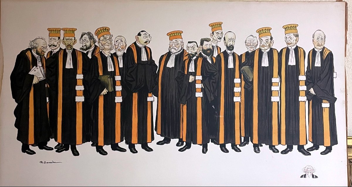 Adrien Barrère (1877-1931) l'Assemblée Des Magistrats. Caricature (chromolithographie )