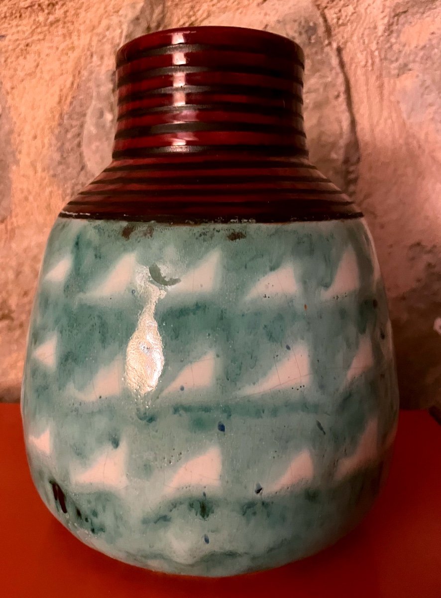 Art Deco Ceramic Vase Signed Lucie André-photo-2